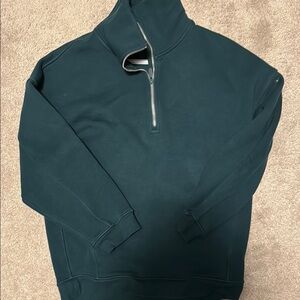 Lululemon Athletica Green Zip Up Sweater with Metallic Zipper